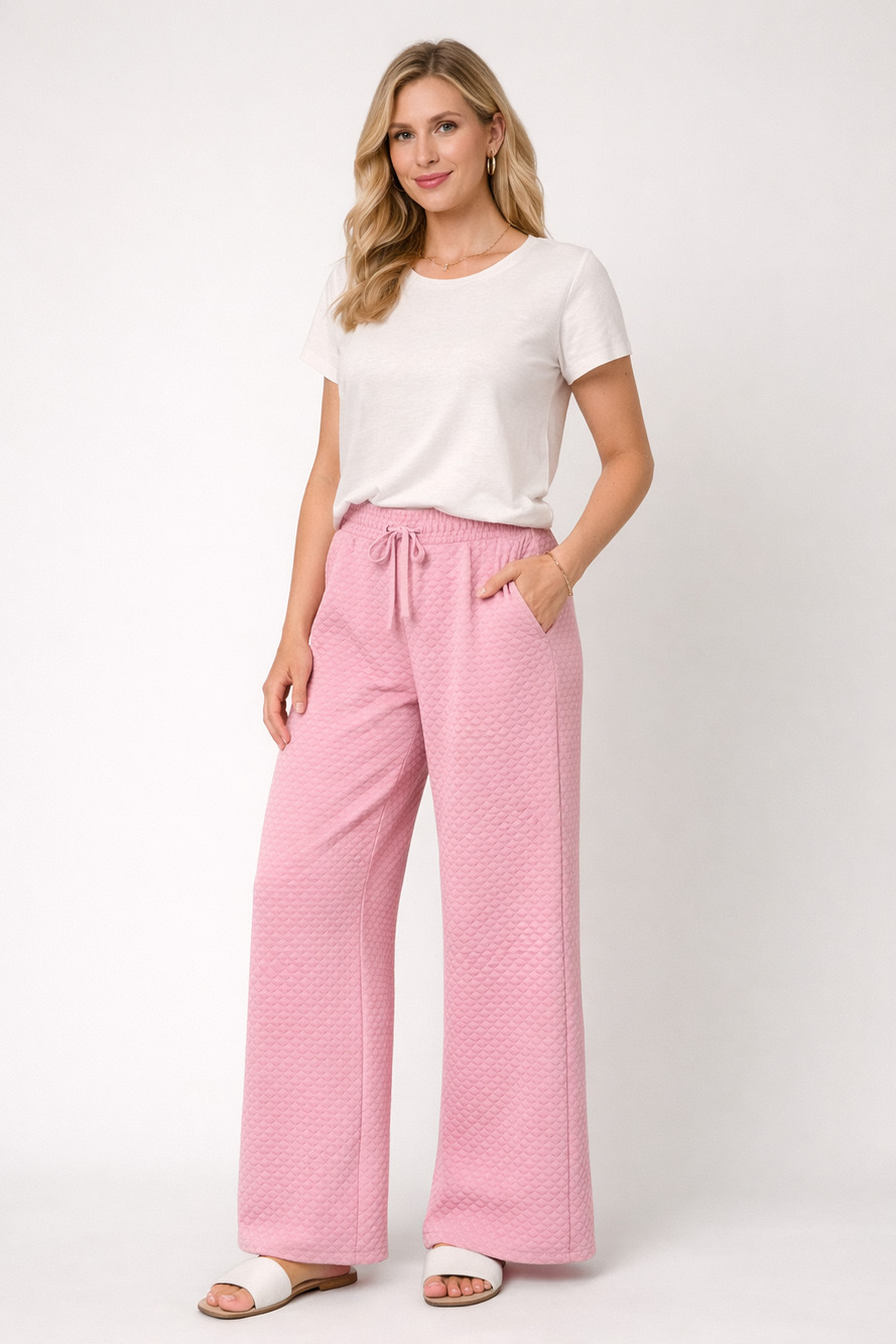 ee:some Women’s Pink Waffle Lounge Pants Size Small NWT Wide Leg Pockets